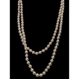 Vintage Champagne Faux Pearl Necklace – 14K GP Clasp – Made in Korea